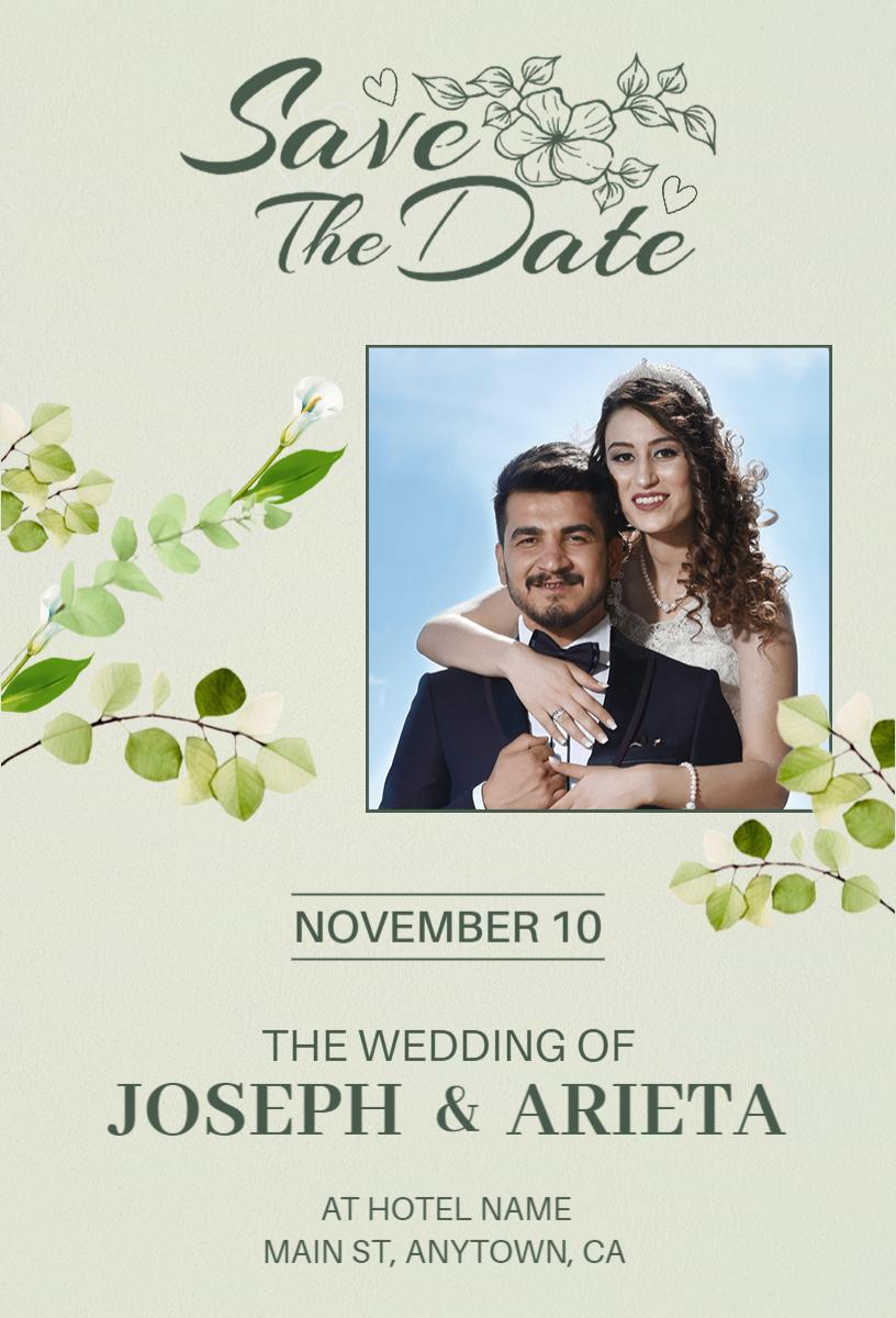 Elegant Floral Save The Date Wedding Announcement Invitation Template