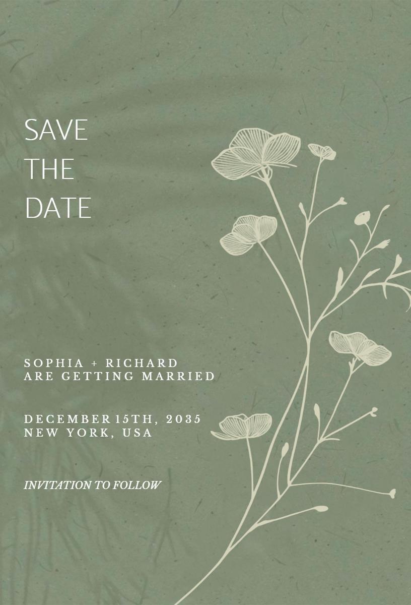 Elegant Floral Save The Date Wedding Invitation Template