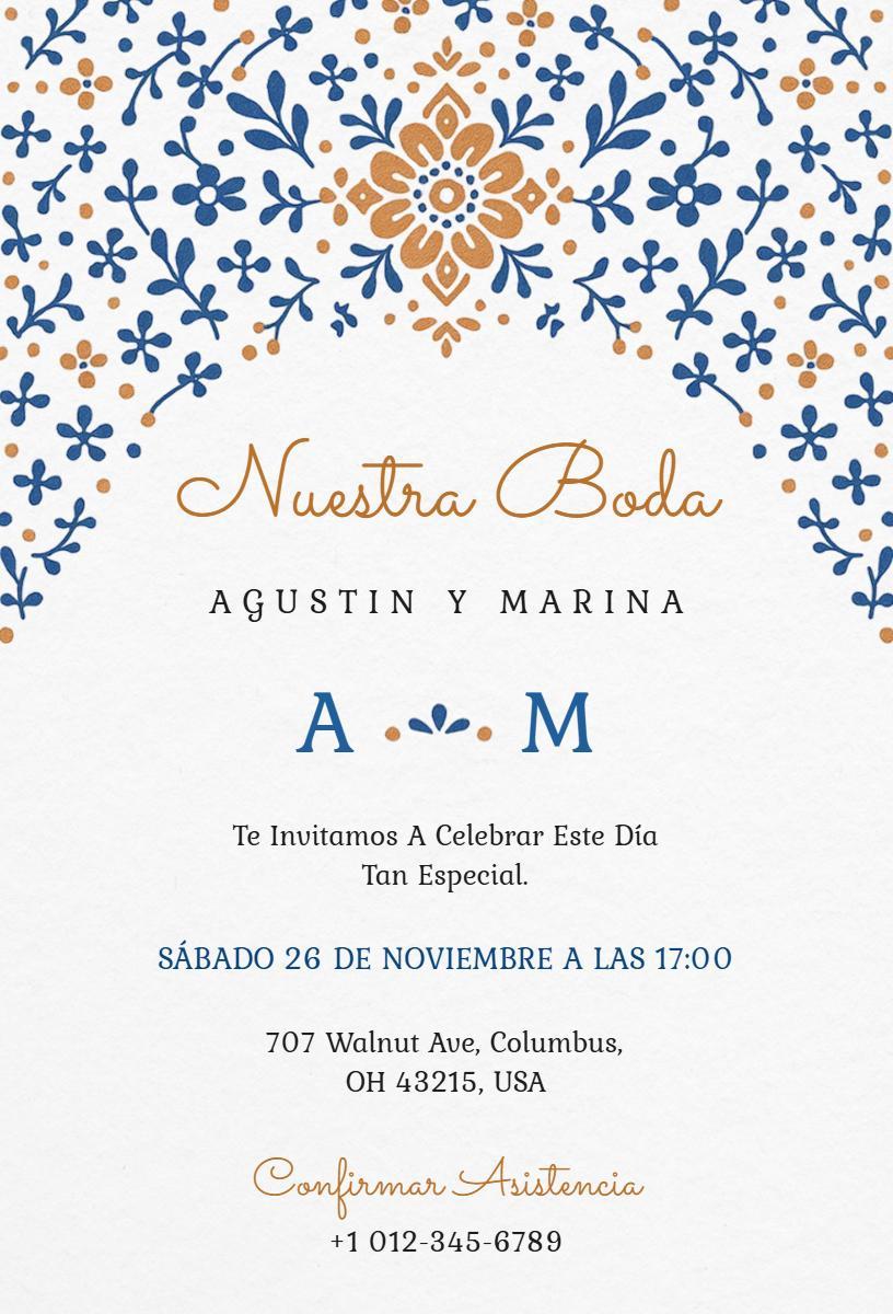 Elegant Floral Spanish Wedding Celebration Invitation Template