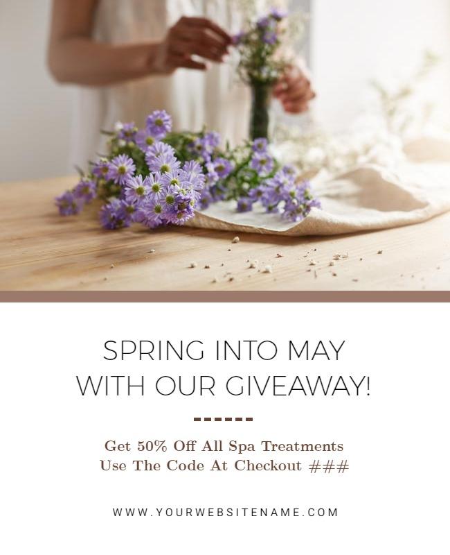 Elegant Floral Spring Spa Giveaway Promotion Poster Template