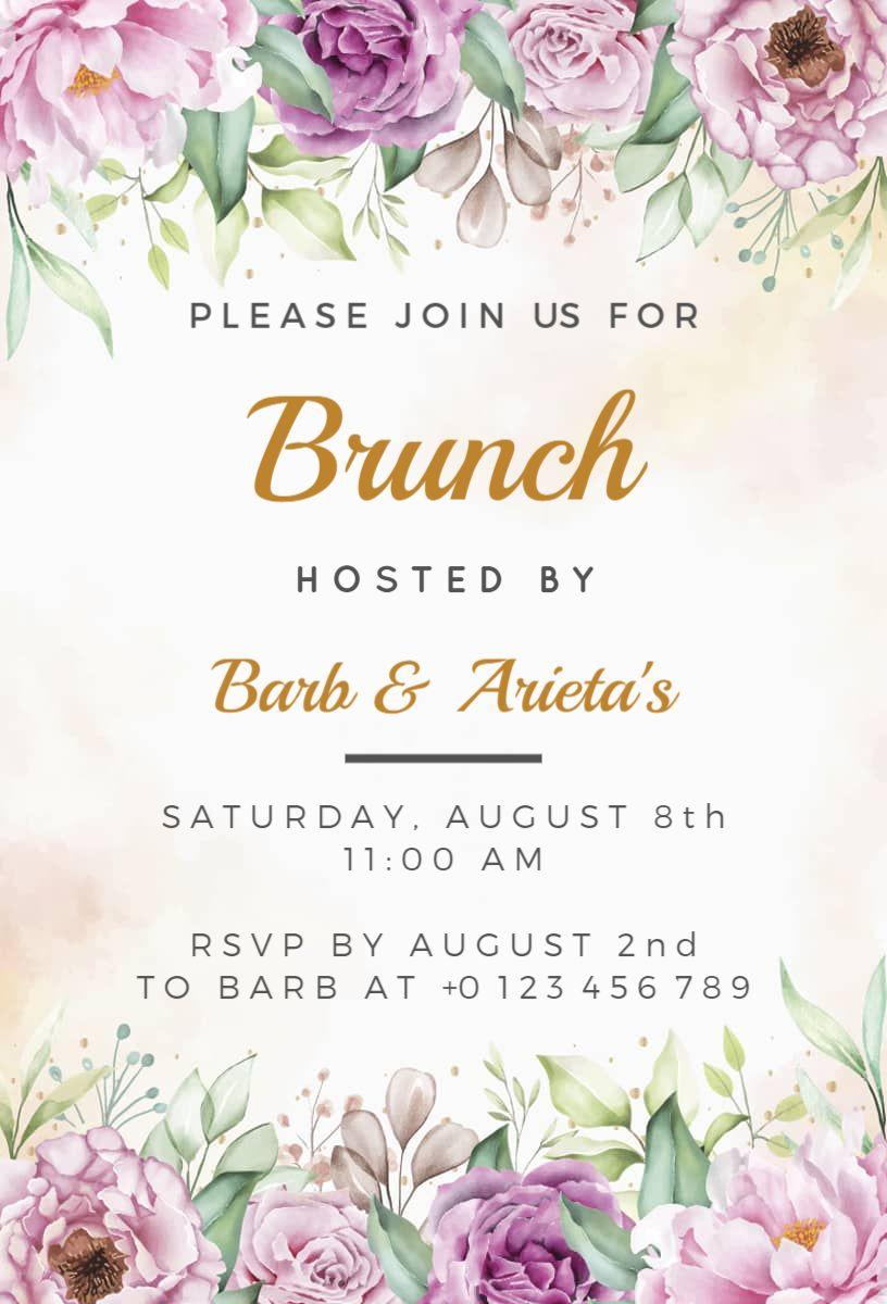 Elegant Floral Summer Brunch Gathering Invitation Template