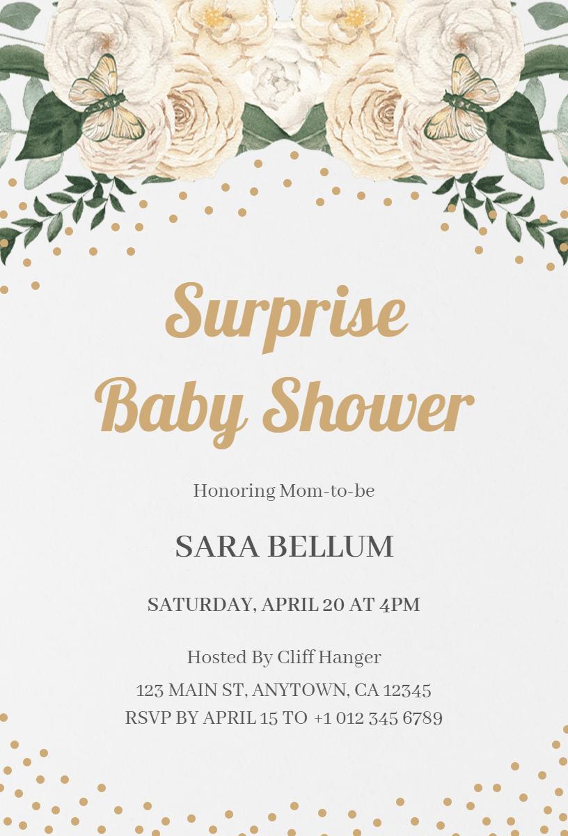 Elegant Floral Surprise Baby Shower Celebration Invitation Template