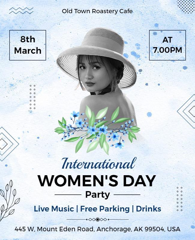 Elegant Floral Theme for International Women's Day Party Poster Template