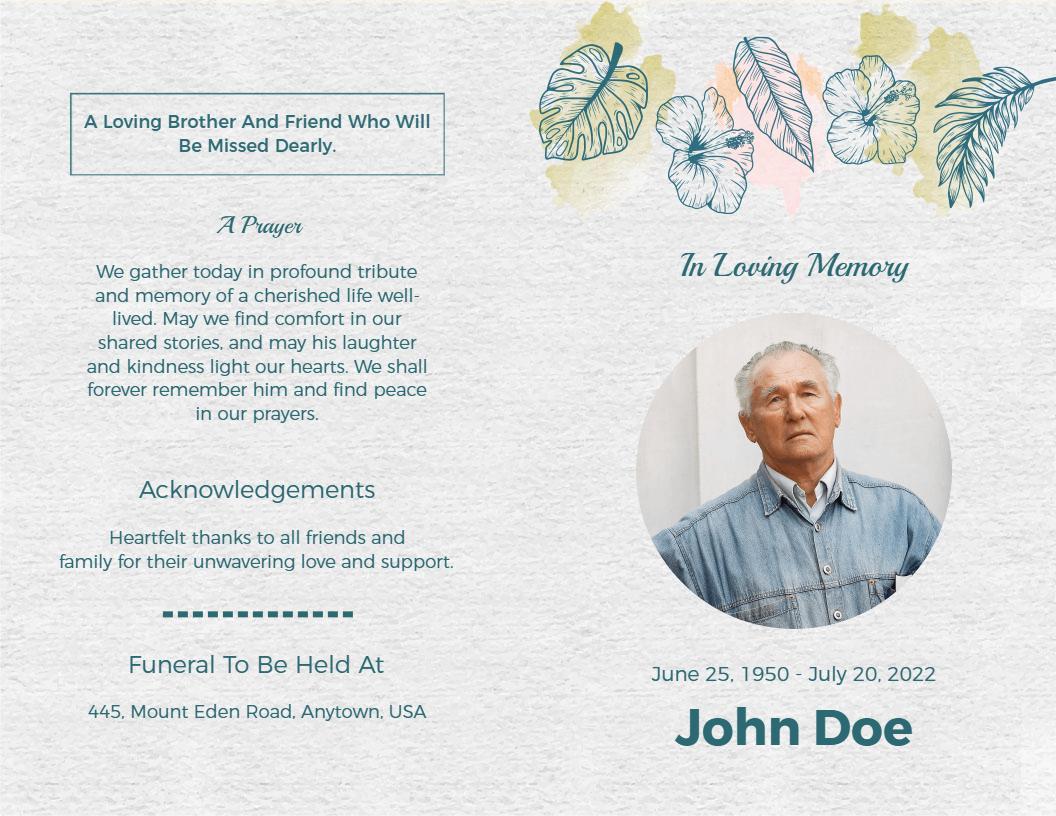Elegant Floral Tribute in Memory of Loved One Brochure Template