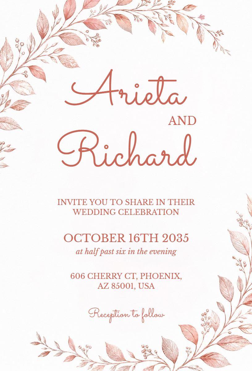 Elegant Floral Wedding Celebration Ceremony Invitation Template