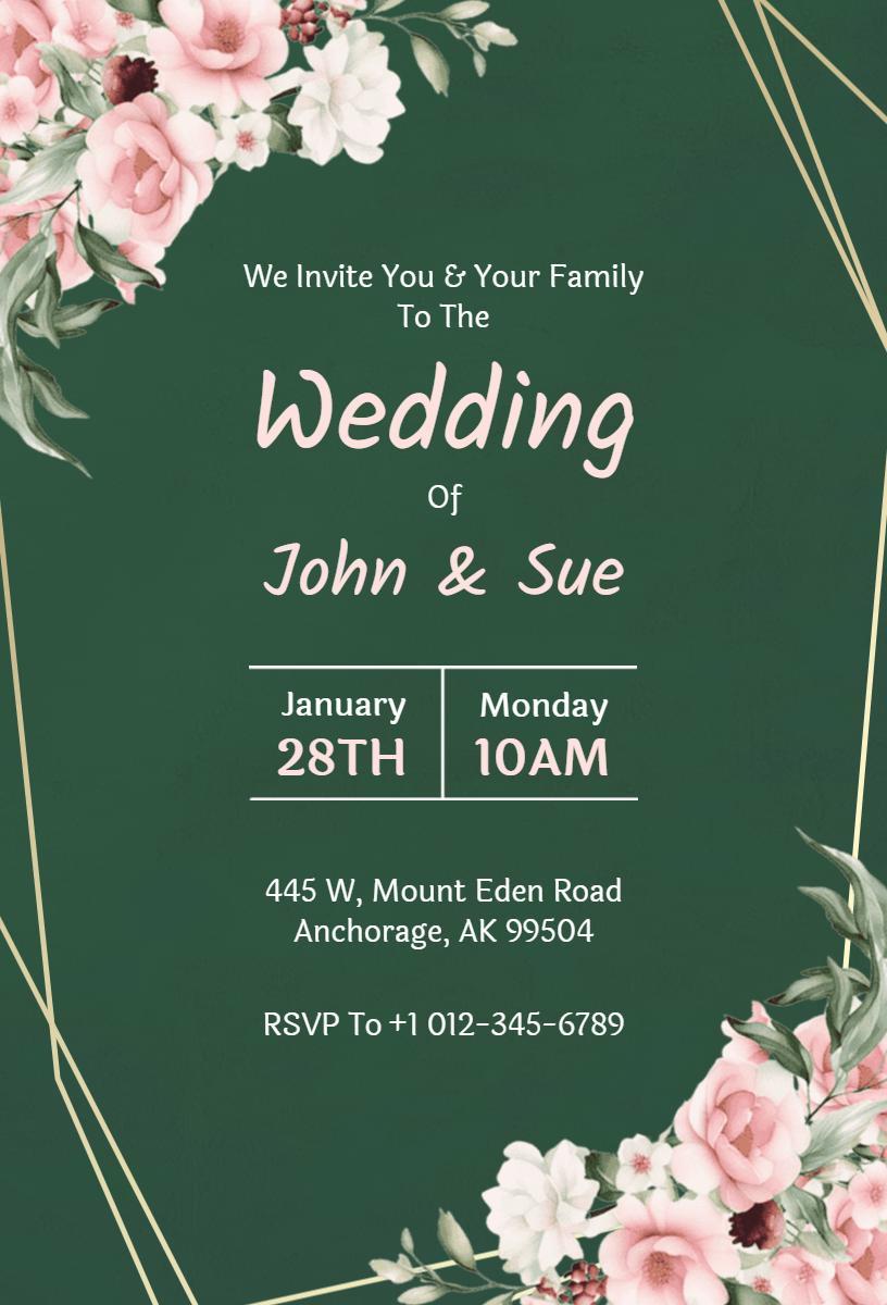 Elegant Floral Wedding Celebration Greenery Invitation Template