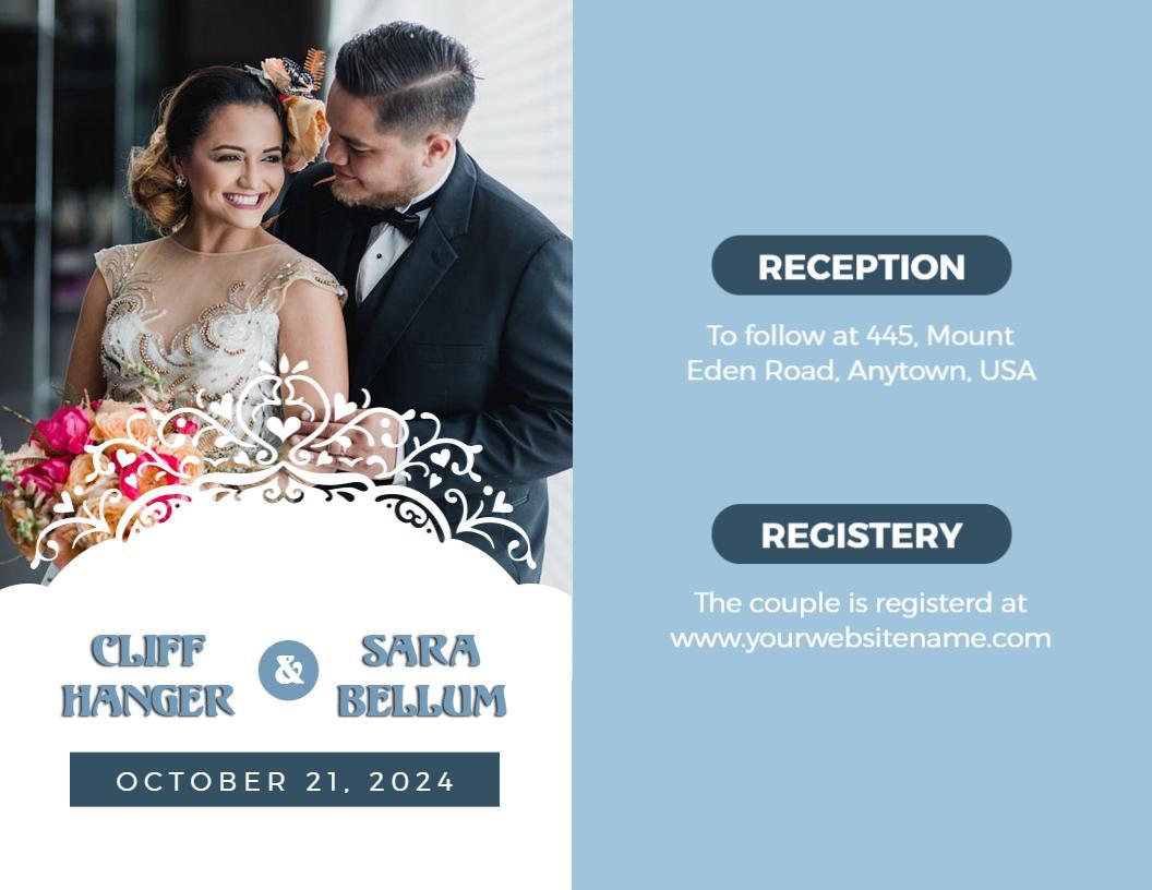 Elegant Floral Wedding Ceremony and Reception Invitation Brochure Template
