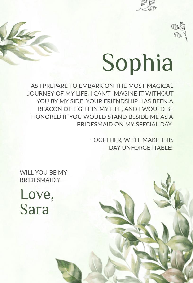 Elegant Floral Whimsical Bridesmaid Proposal Invitation Template