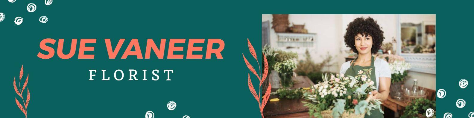 Elegant Florist Display with Green Background LinkedIn Banner Template