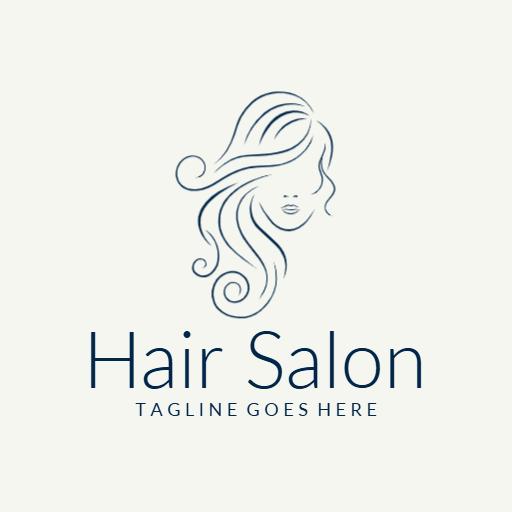 Elegant Flowing Hair Design Emphasizing Beauty Salon Logo Template