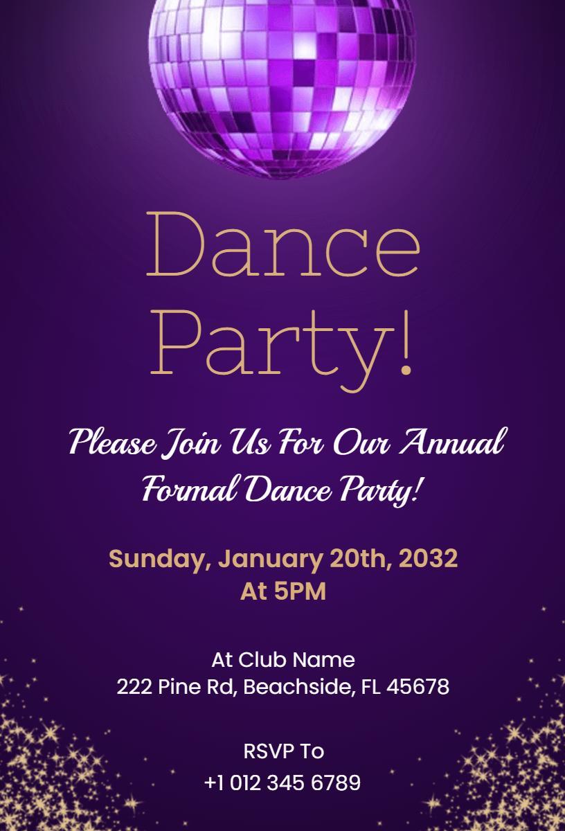 Elegant Formal Dance Party Celebration Invitation Template