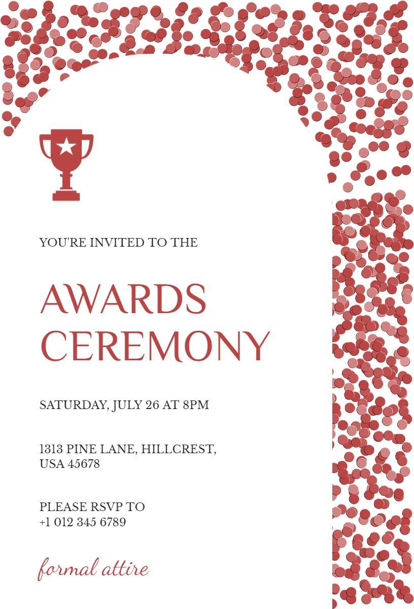 Elegant Formal Red Stars Awards Ceremony Invitation Template