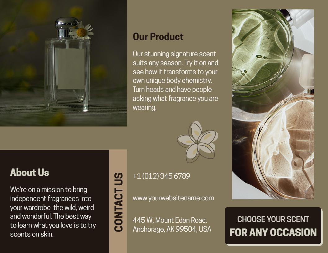 Elegant Fragrance Selection and Customer Service Tri Fold Brochure Template