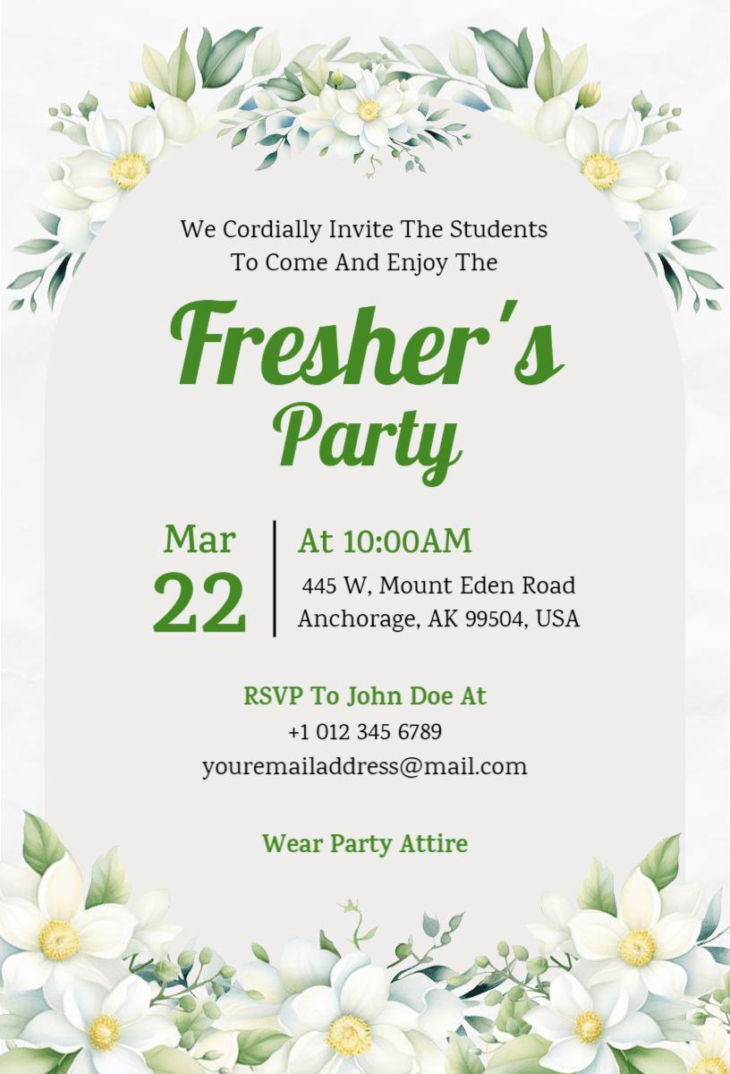Elegant Freshers Welcome College Party Invitation Template