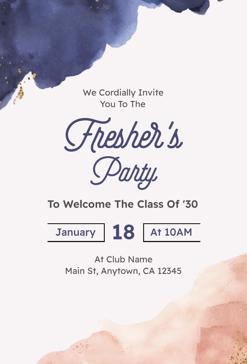 Elegant Freshers Welcome Party Celebration Invitation Template
