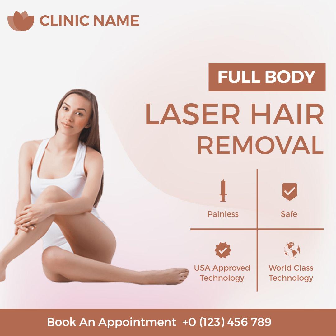 Elegant Full Body Laser Hair Removal Safety Focus Ad Template