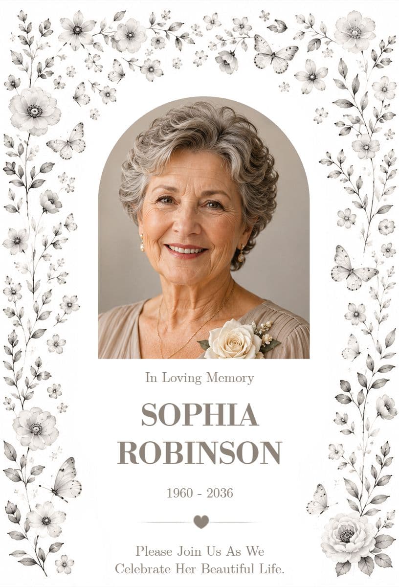 Elegant Funeral Service Announcement Template