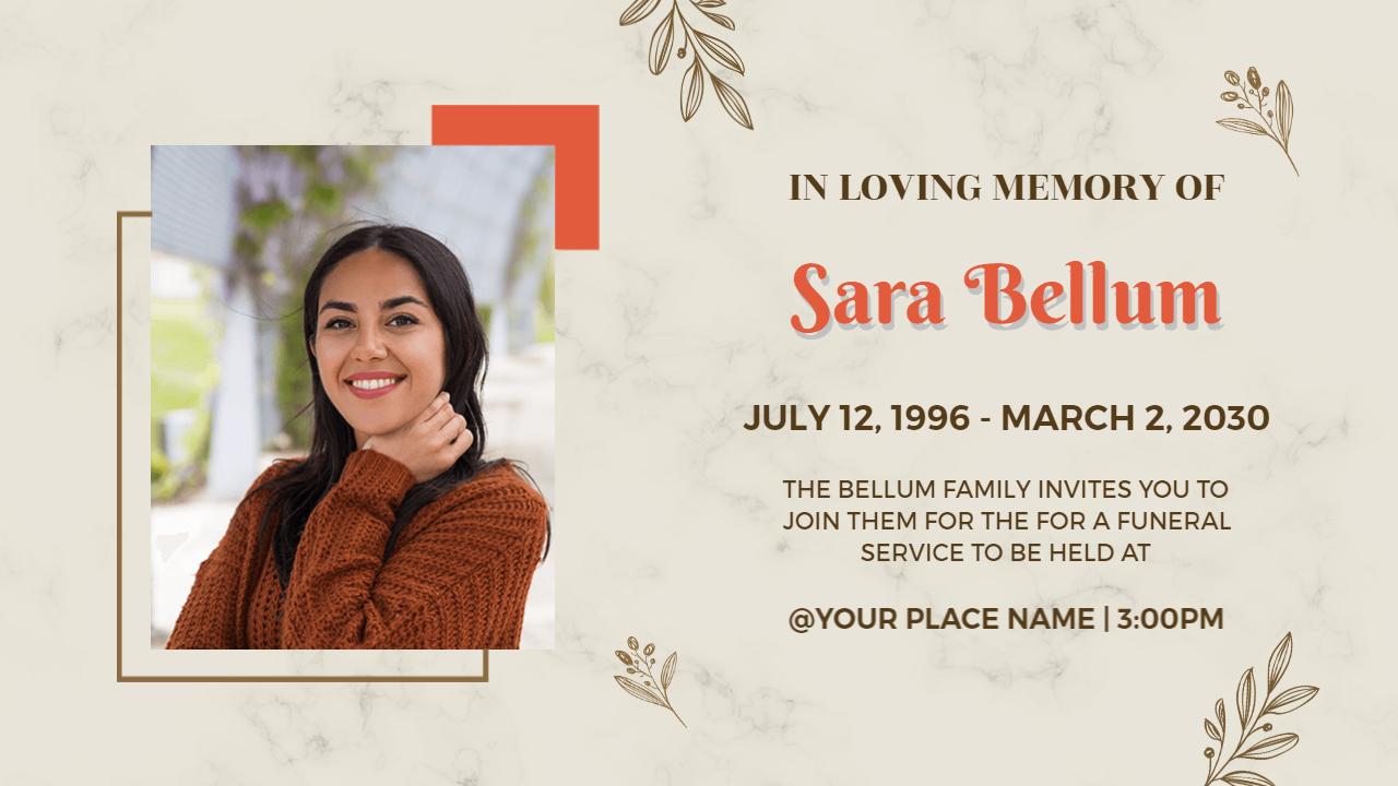 Elegant Funeral Service Memory Tribute Events YouTube Thumbnail Template