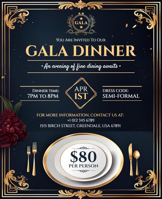 Elegant Gala Dinner Invitation Flyer Template