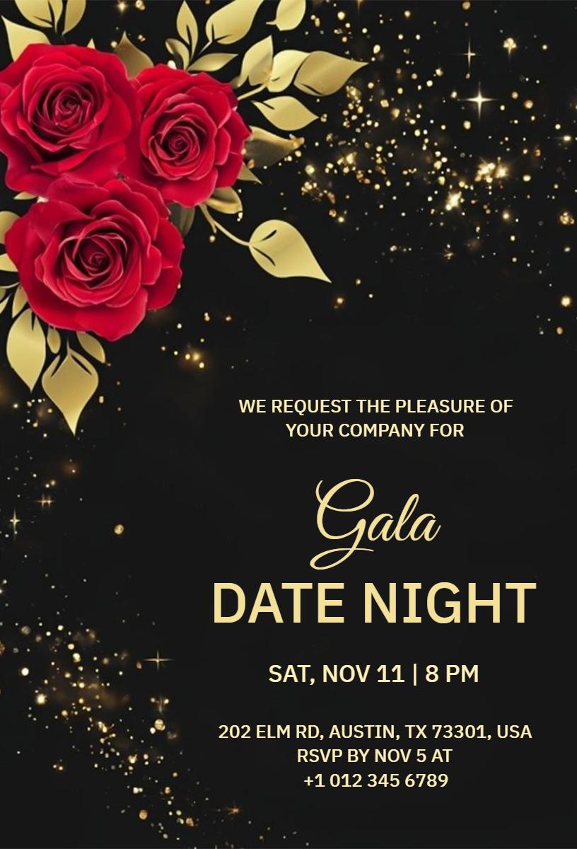 Elegant Gala Romantic Date Night Celebration Invitation Template