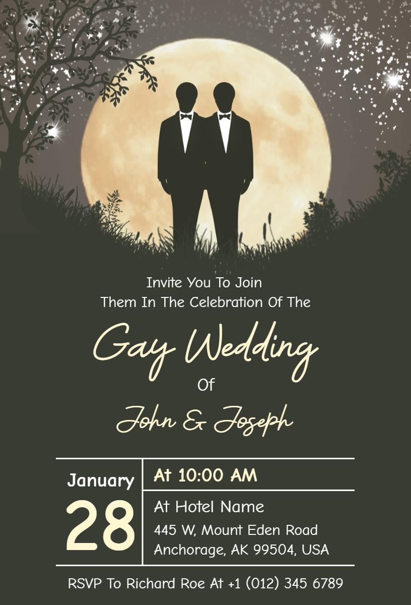Elegant Gay Wedding Celebration Under Moonlight Invitation Template