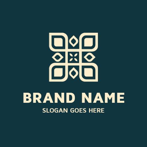 Elegant Geometric Design in Soft Cream and Dark Green Business Logo Template