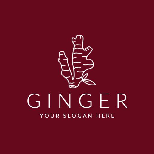 Elegant Ginger Root Illustration on Rich Red Background Logo Template