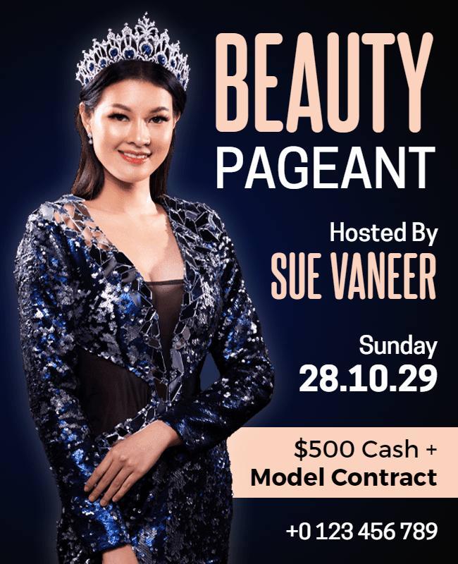 Elegant Glamorous Beauty Pageant Competition Poster Template
