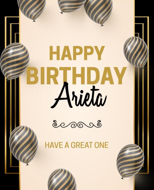 Elegant Gold and Black Birthday Celebration Poster Template