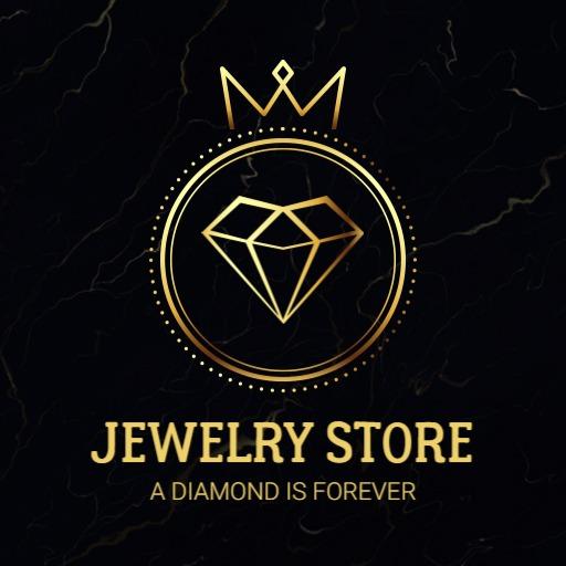 Elegant Gold and Black Circular Jewelry Store Logo Template
