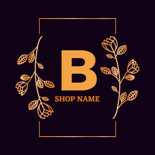 Elegant Gold and Black Floral Design for Royal Shop Logo Template