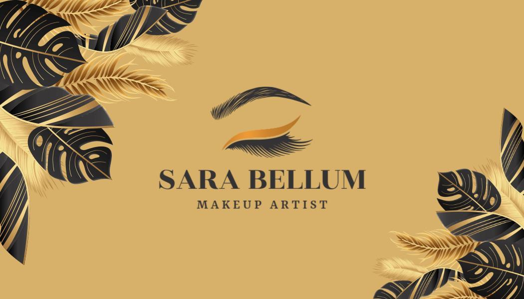 Elegant Gold and Black Floral Makeup Artist Business Card Template