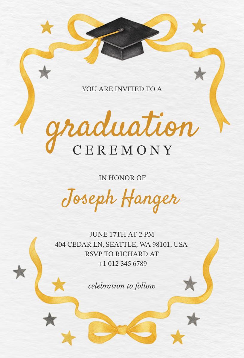 Elegant Gold and Black Graduation Ceremony Invitation Template