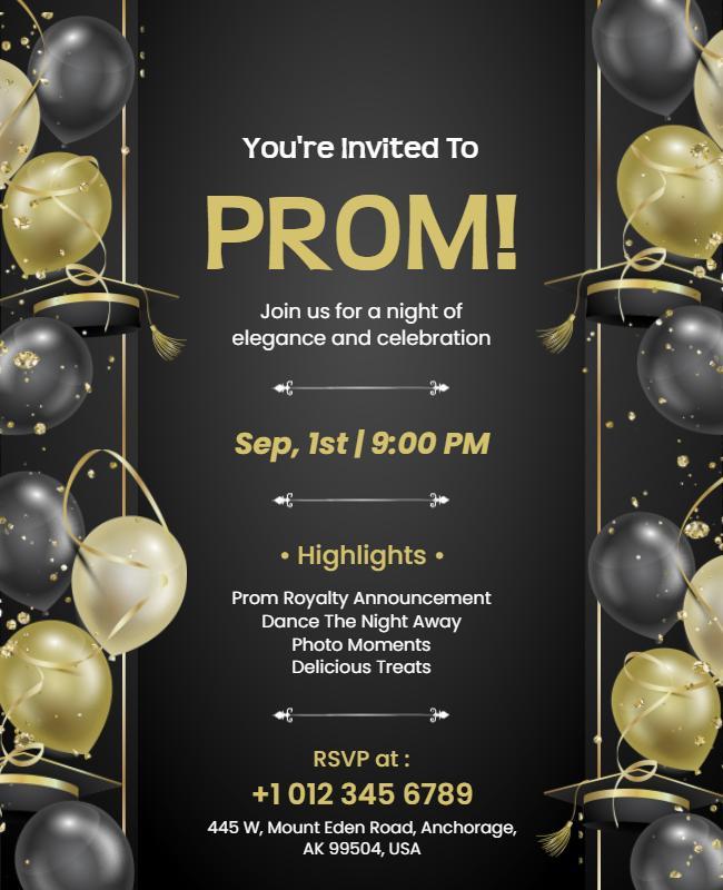 Elegant Gold and Black Prom Night Flyer Template