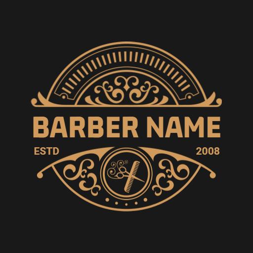 Elegant Gold and Black Vintage Barber Shop Logo Template