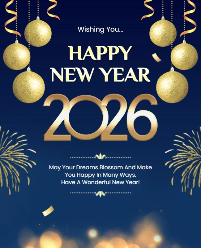 Elegant Gold and Blue New Year Celebration Flyer Template