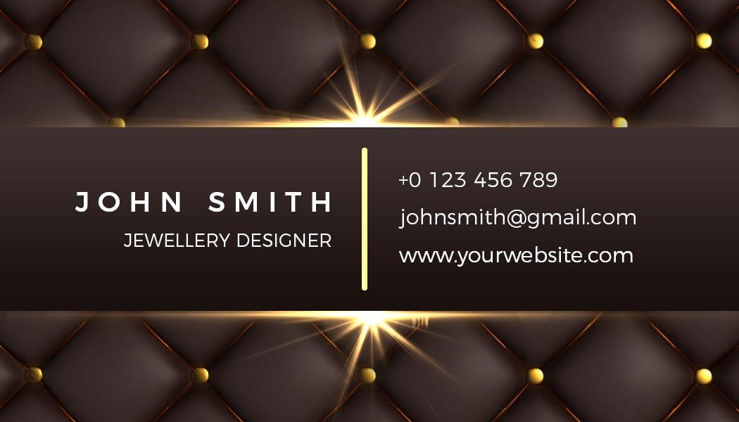 Elegant Gold and Brown Jewelry Designer Business Card Template