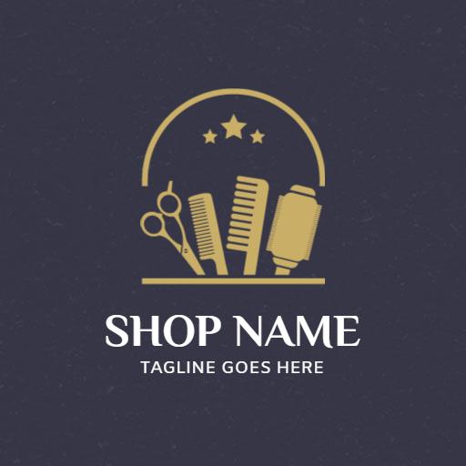 Elegant Gold and Dark Background Barber Shop Logo Template