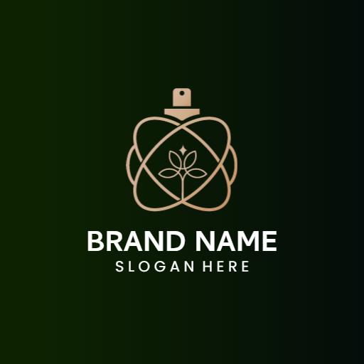 Elegant Gold and Green Floral Design in Perfume Logo Template