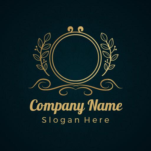 Elegant Gold and Green Floral Theme for Luxury Logo Template