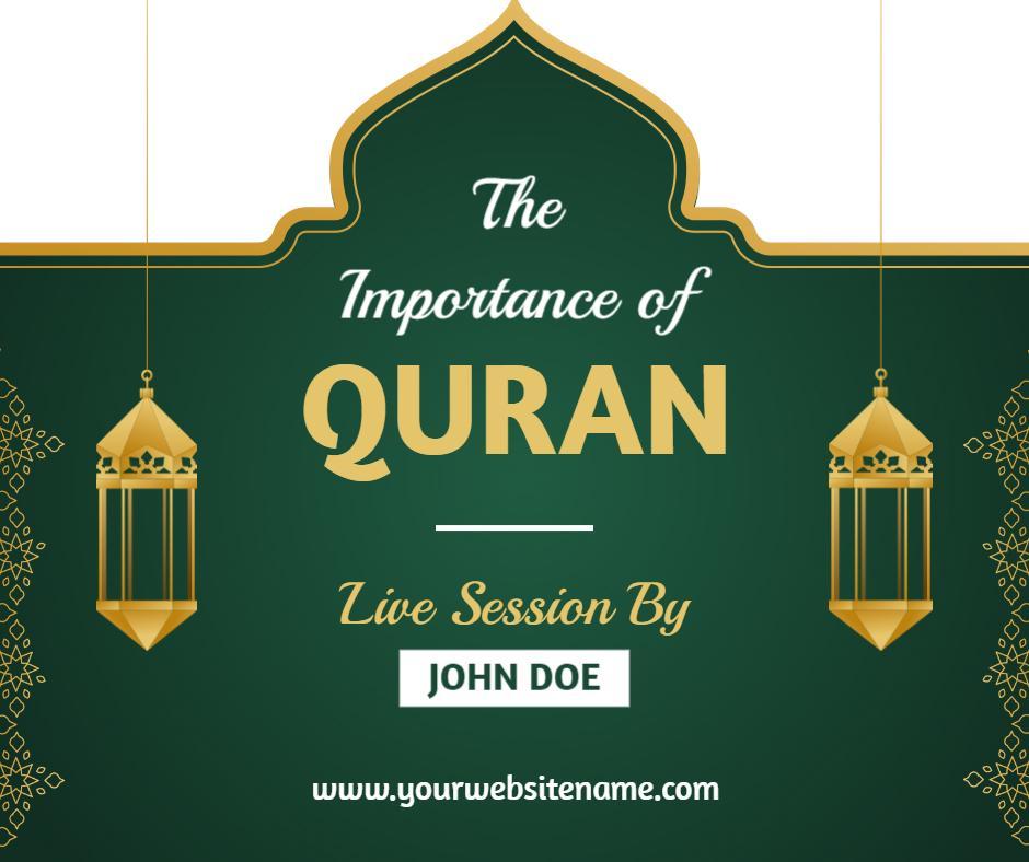 Elegant Gold and Green Quran Live Session Festival Ad Template