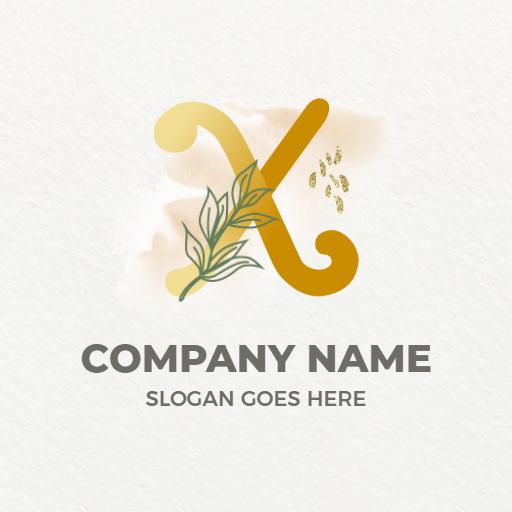 Elegant Gold and Green X Letter Design for Branding Logo Template