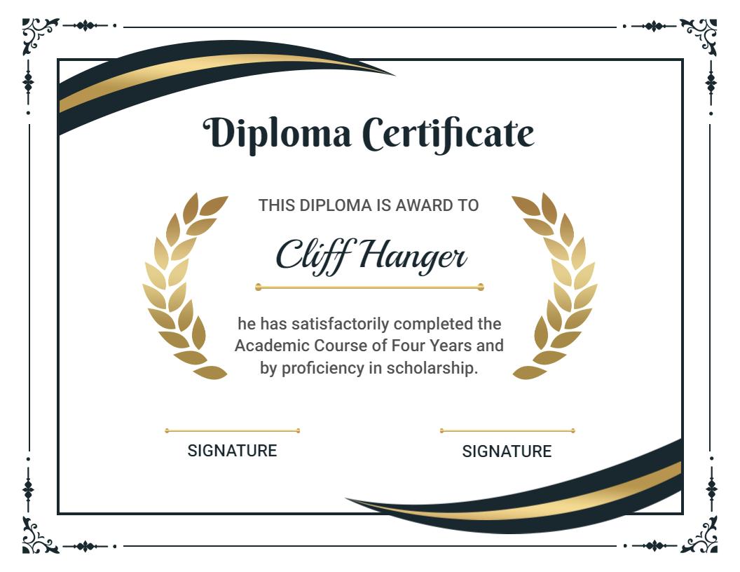 Elegant Gold and Navy Graduation Diploma Certificate Template