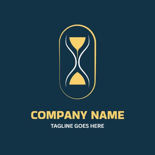 Elegant Gold and Navy Hourglass Design for Timely Services Logo Template