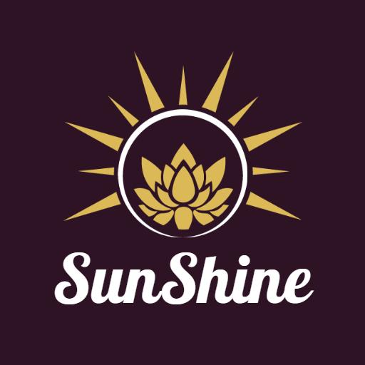 Elegant Gold and Purple Sunshine Logo Featuring Lotus Flower Logo Template