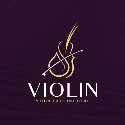 Elegant Gold and Purple Violin Design for Music Lovers Logo Template
