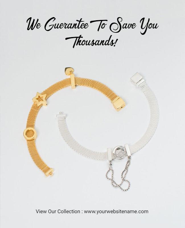 Elegant Gold and Silver Jewelry Collection Poster Template