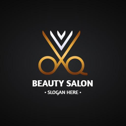 Elegant Gold and Silver Scissors Reflecting Beauty Salon Logo Template