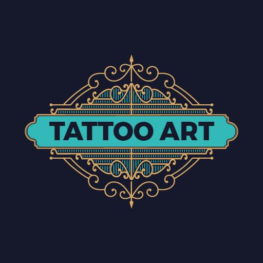 Elegant Gold and Turquoise Tattoo Art Design Logo Template