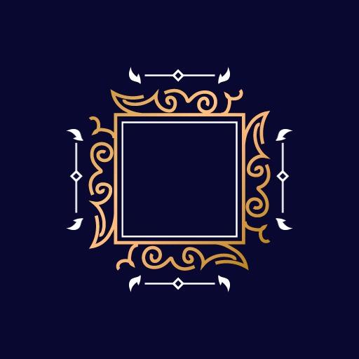 Elegant Gold and White Decorative Frame Artwork Logo Template